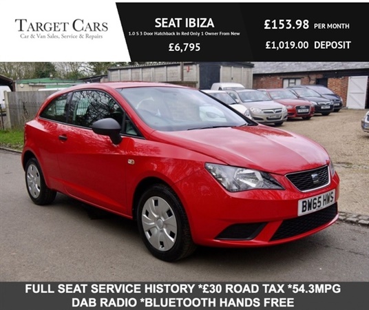 Seat Ibiza 1.0 S 3 Door Hatchback In Red Only 1 Owner From