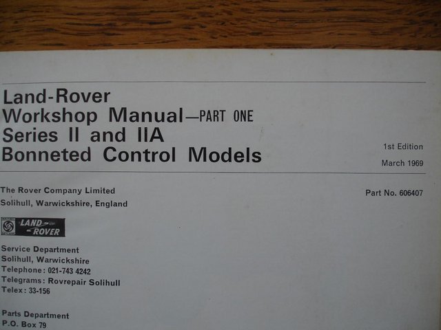 LAND ROVER WORKSHOP MANUALS PART 1 & 2 for SERIES II & 11A