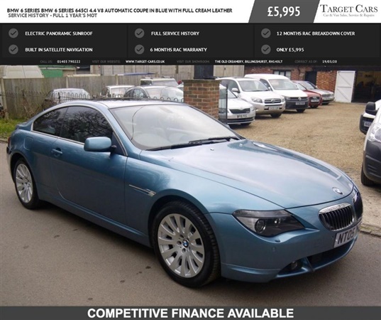 BMW 6 Series 45CI 4.4 V8 AUTOMATIC COUPE IN BLUE WITH FULL