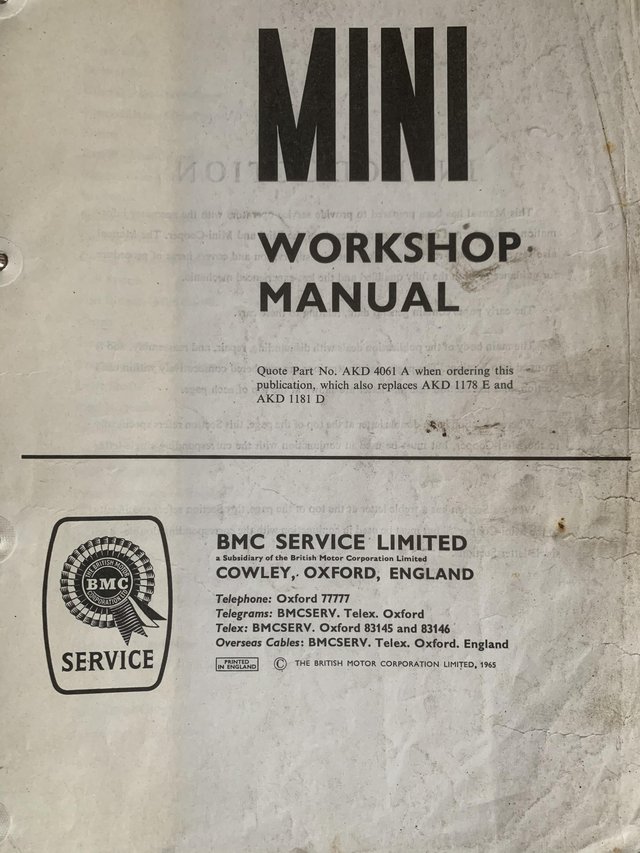  vintage Mini Workshop manual