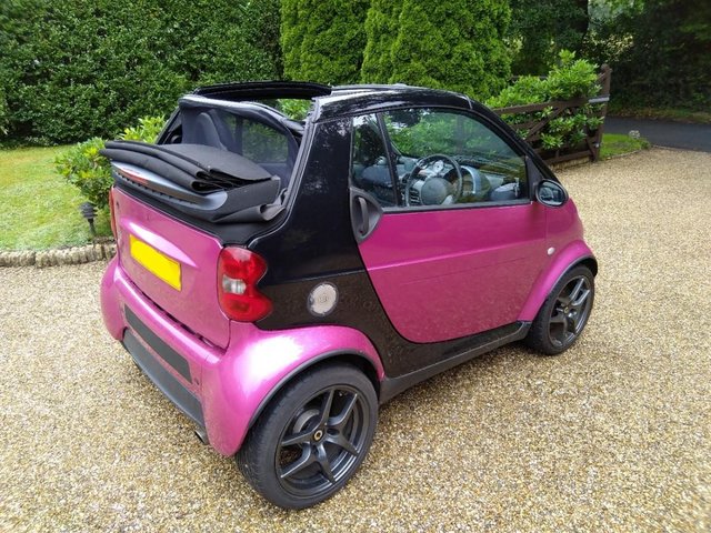 Pink Convertible Smart Car, Low Mileage and Long MOT
