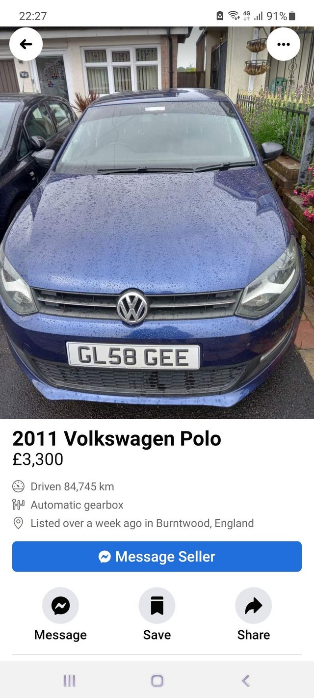 11 PLATE BLUE VOLKSWAGON AUTOMATIC POLO FOR SALE