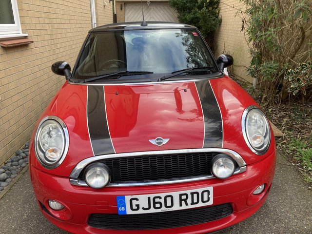 Mini One Convertible  Reg Red with Black Racing Stripes