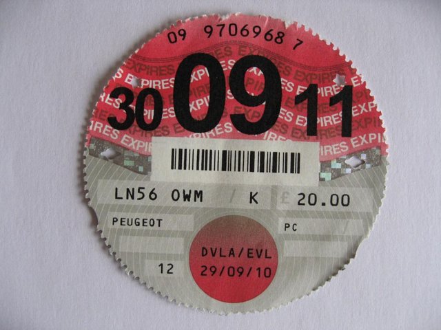 Old Vehicle Road Tax Disc 30th SEP 
