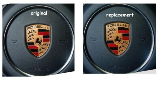 Porsche steering wheel badge used but looks like new