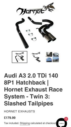 Audi a3 2.0TDI hornet exhaust race system